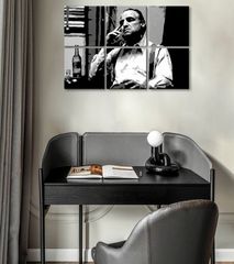 Cei mai mari mafioți pe pânză THE GODFATHER - VITO CORLEONE cu o sticlă de scotch 120x80 cm