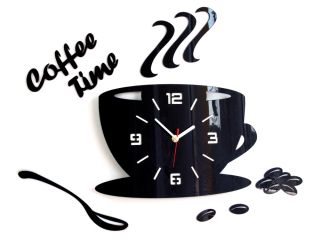 Ceas de perete modern COFFE TIME 3D BLACK NH045-black