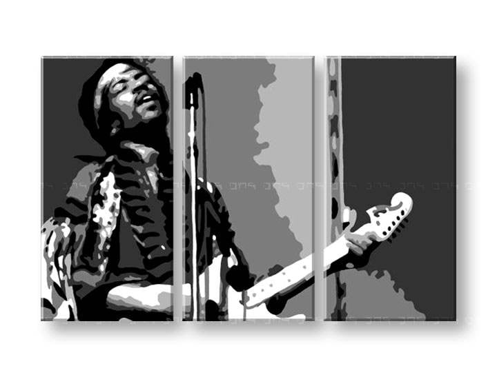 Tablou pictat manual POP Art Jimmy Hendrix 3-piese 