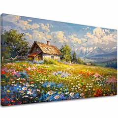 Tablou Pajiște cu flori colorate | Detalii acrilice